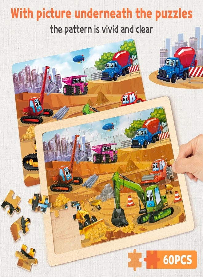 SYNARRY Wooden Vehicle Puzzles for Kids Ages 4-6, 6 Packs 60 PCs Jigsaw Puzzles Preschool Educational Toys Gifts for Children Ages 4-8, Kids Toys Gifts for 4+ Year Olds Boys Girls - Image 3